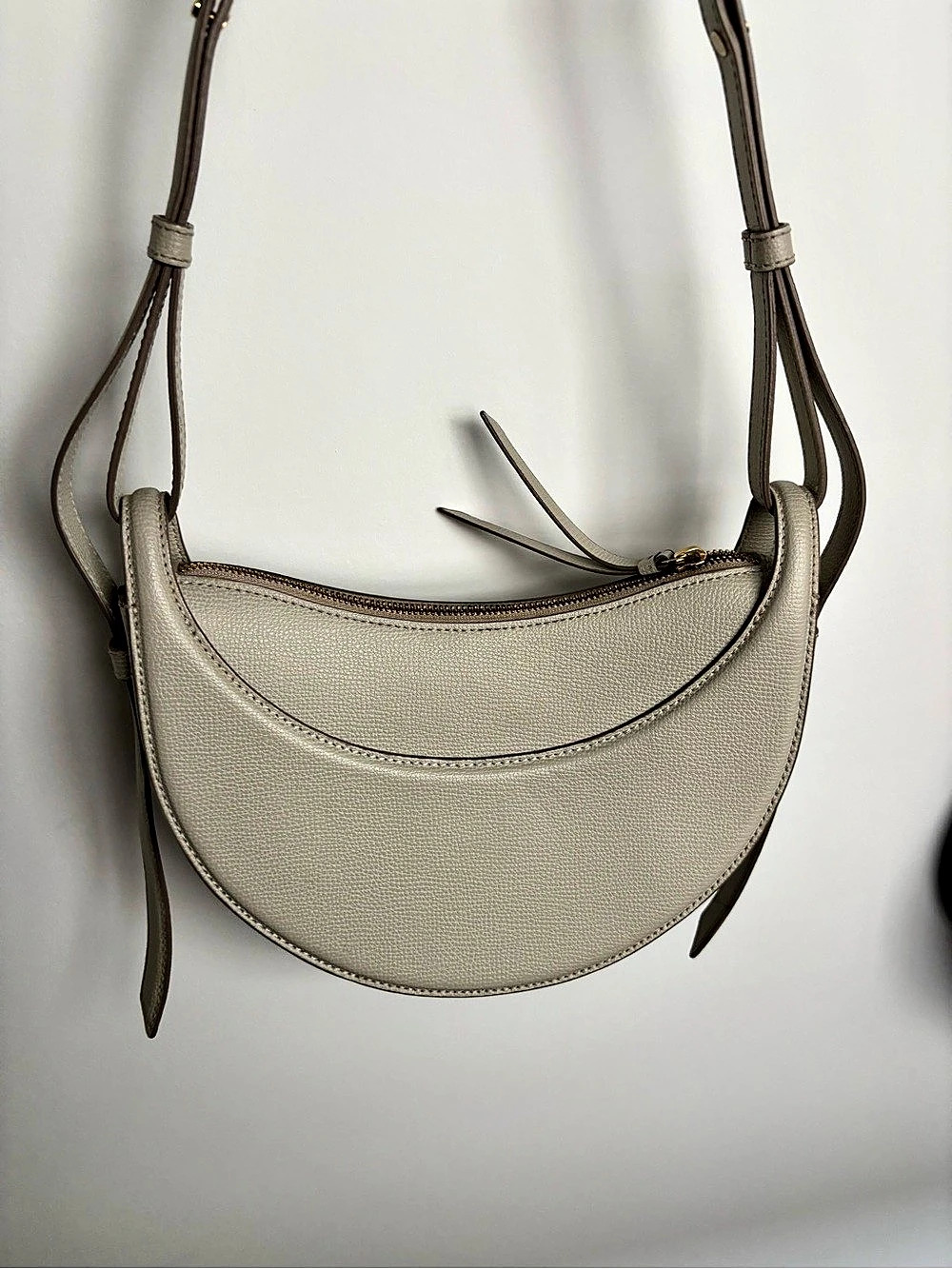 Polène Numéro Dix Crescent Crossbody Bag Chalk